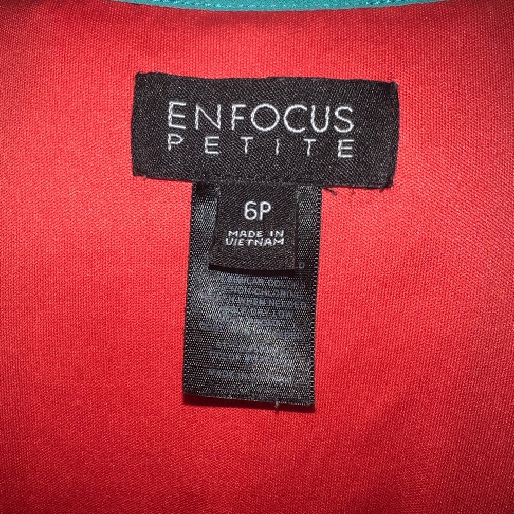 Enfocus Petite Dress in Orange and Aqua Blue with Sexy Opening in the Sleeve - Picture 5 of 6